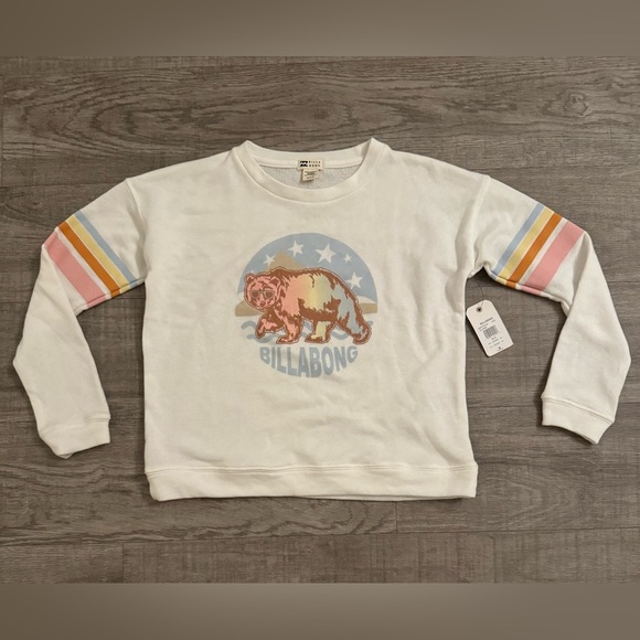 Billabong Other - NWT Billabong White Cali Bear Sweatshirt Casual Summer Style Size M/10